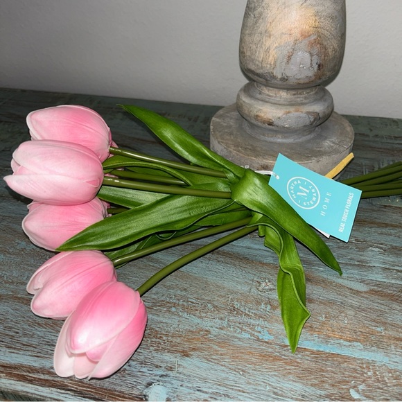 Set 7 NEW Martha Stewart artificial REAL TOUCH TULIPS Pink - Picture 1 of 3